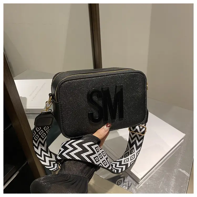 Women Letter Print Shoulder Bag with Zigzag Strap — feature 20
