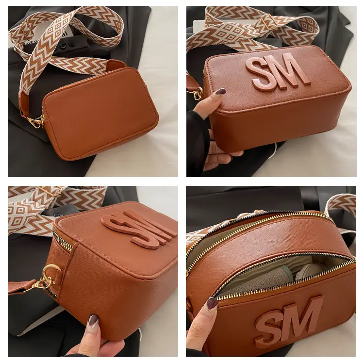 Women Letter Print Shoulder Bag with Zigzag Strap — feature 8