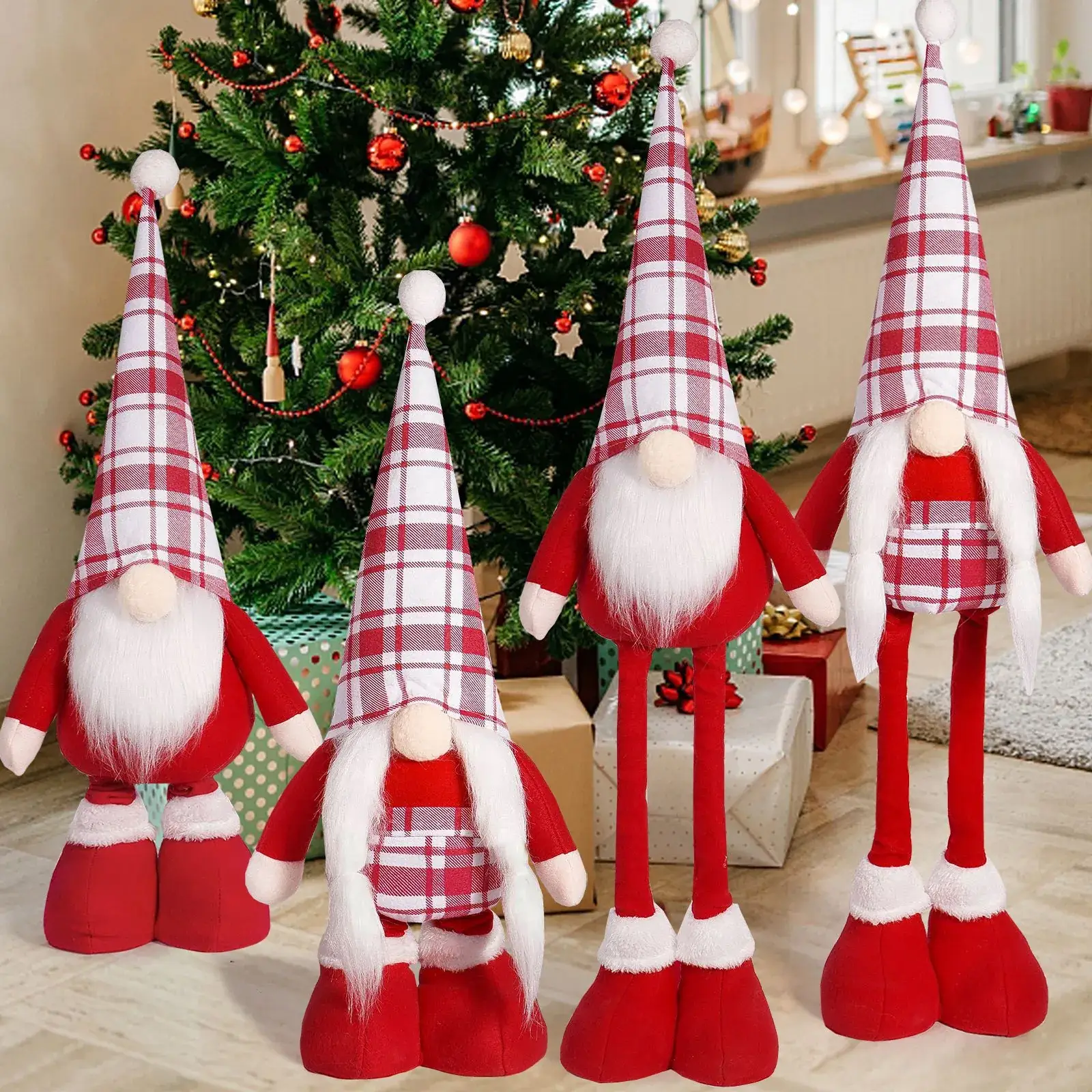 Cross Border Christmas Doll Red White Standing Dwarf Telescopic - Image 4