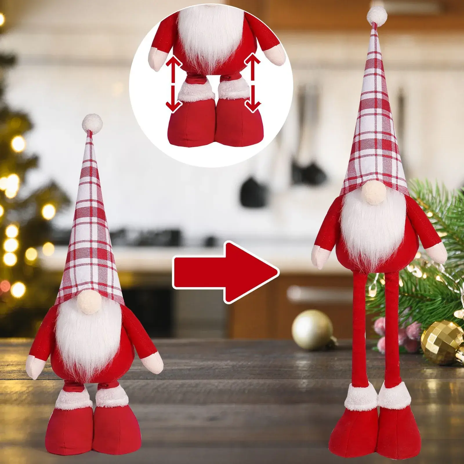 Cross Border Christmas Doll Red White Standing Dwarf Telescopic - Image 5