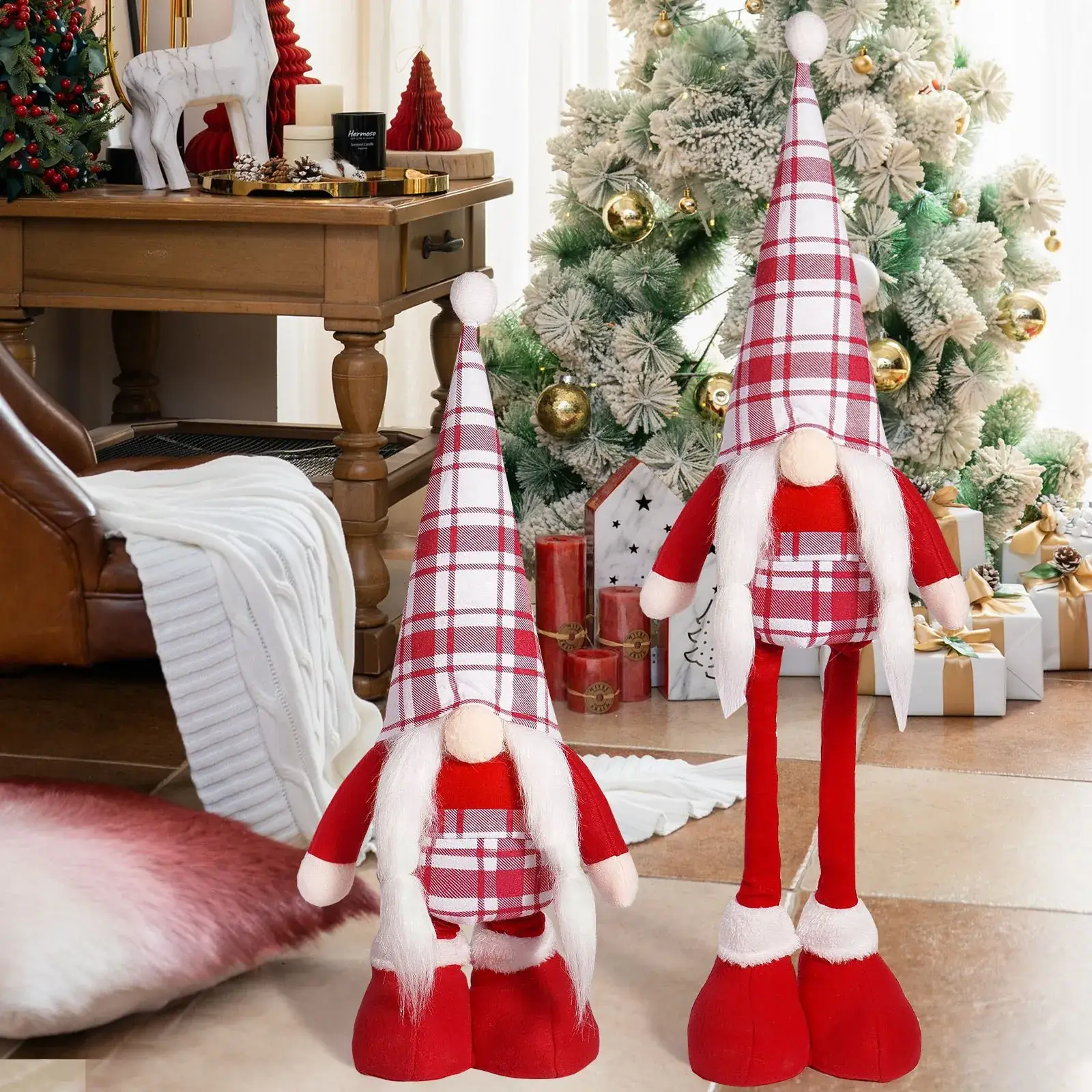 Cross Border Christmas Doll Red White Standing Dwarf Telescopic — feature 5