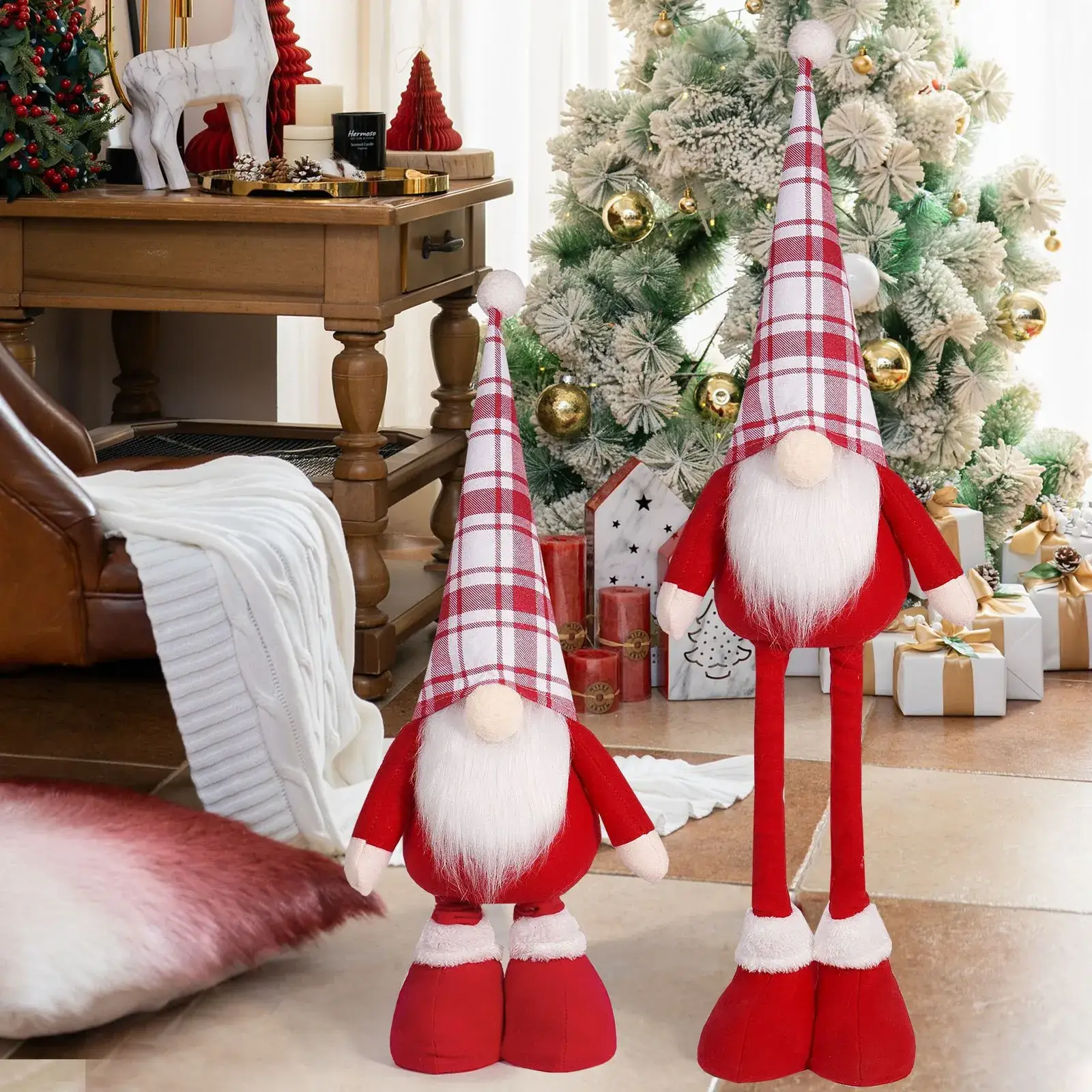 Cross Border Christmas Doll Red White Standing Dwarf Telescopic — feature 6