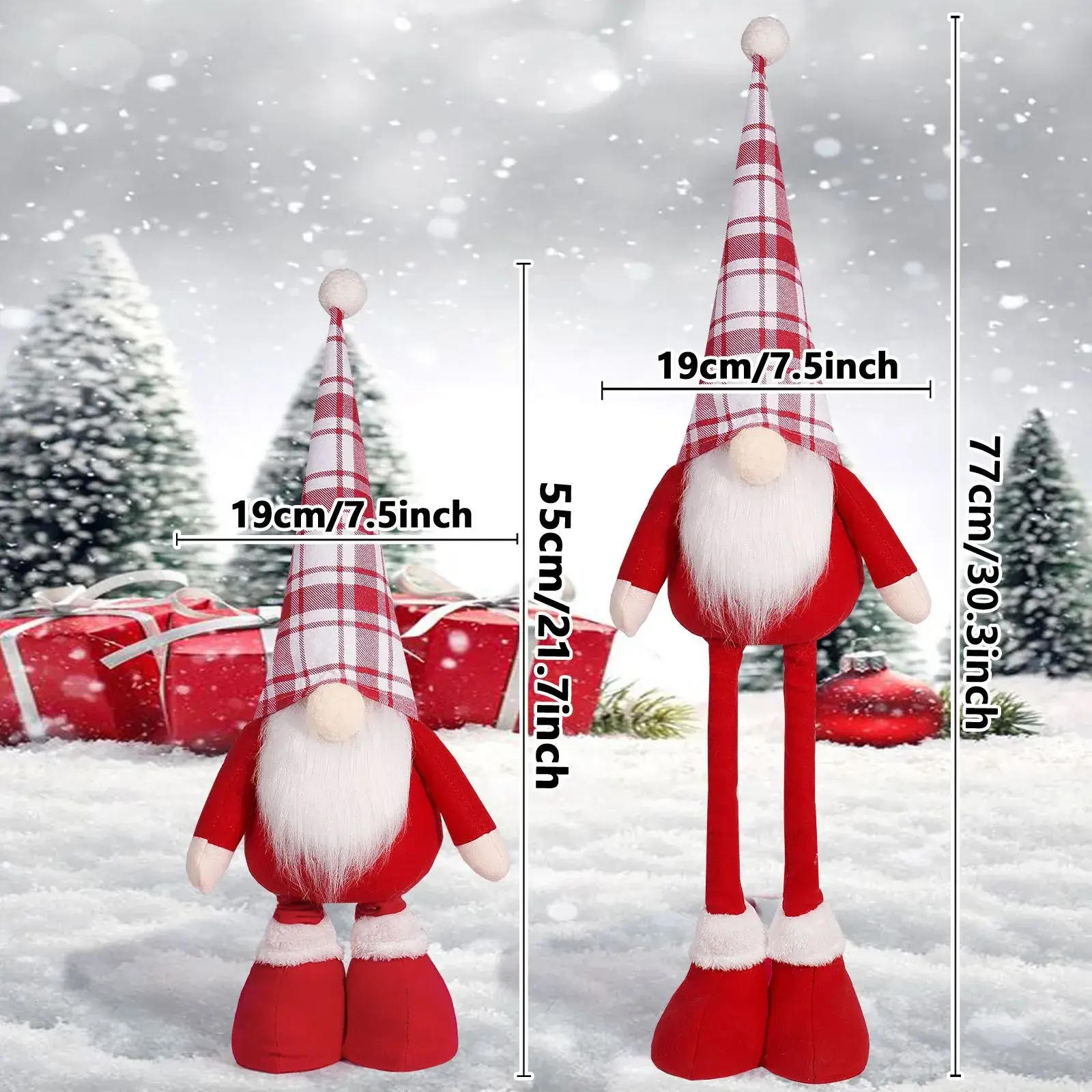 Cross Border Christmas Doll Red White Standing Dwarf Telescopic — feature 9
