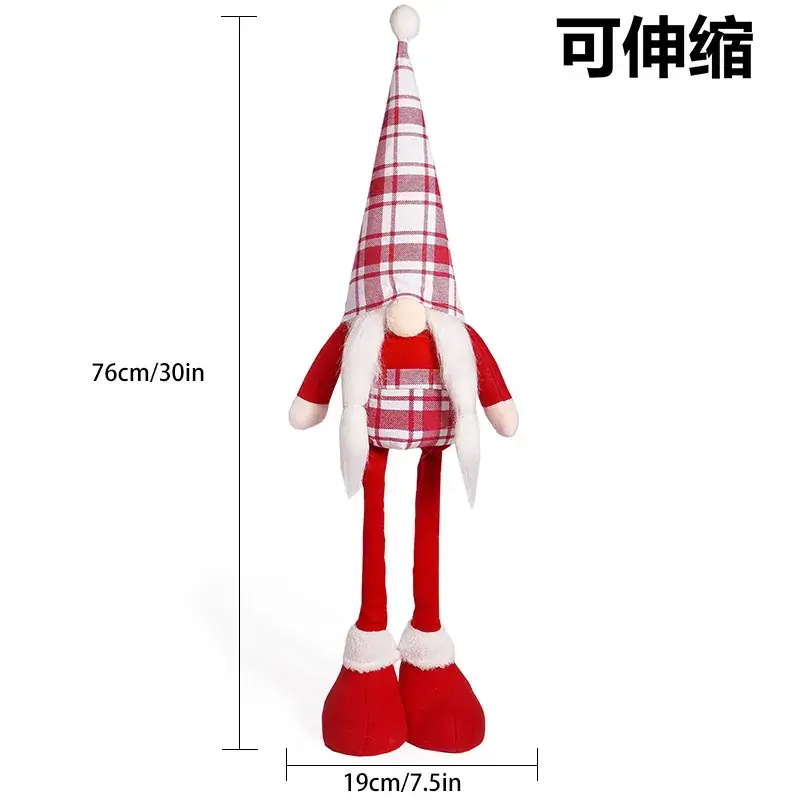 Cross Border Christmas Doll Red White Standing Dwarf Telescopic - Image 2