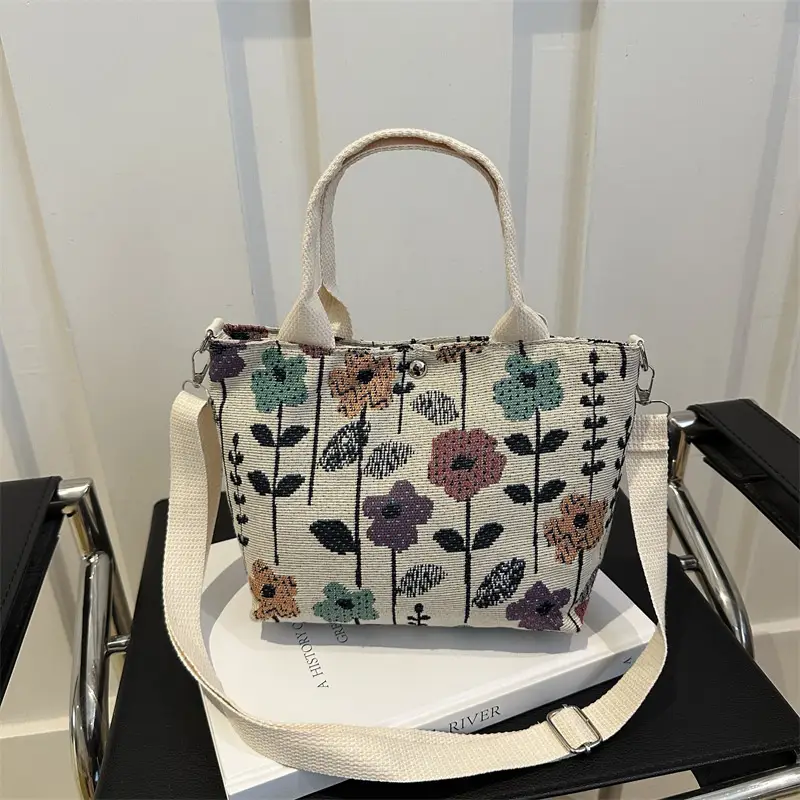 Women's Printed Canvas Shoulder Bag Large Capacity Artistic Design - Image 7
