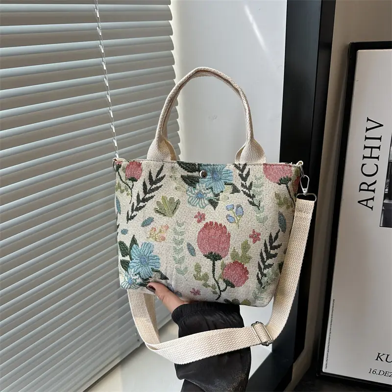 Women's Printed Canvas Shoulder Bag Large Capacity Artistic Design - Image 8