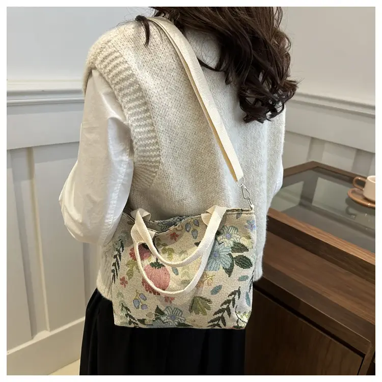 Women's Printed Canvas Shoulder Bag Large Capacity Artistic Design — feature 12