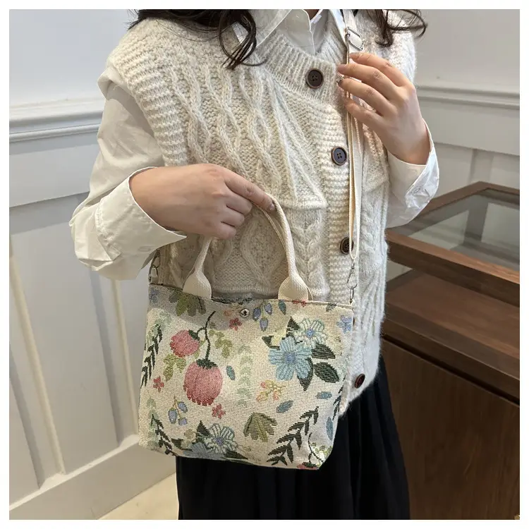 Women's Printed Canvas Shoulder Bag Large Capacity Artistic Design — feature 13