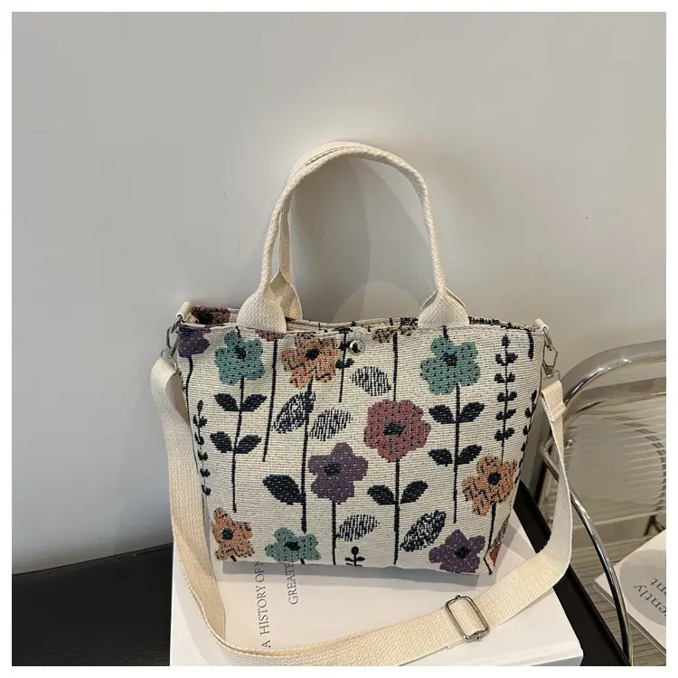 Women's Printed Canvas Shoulder Bag Large Capacity Artistic Design — feature 19