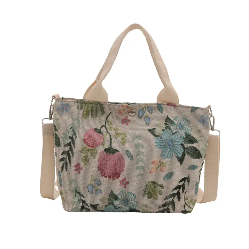 Women's Printed Canvas Shoulder Bag Large Capacity Artistic Design - Image 2