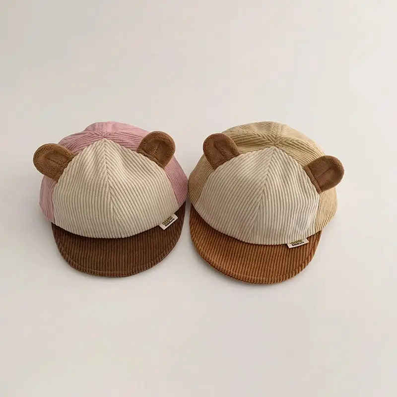 Baby Corduroy Cap Brown Winter Warm Baseball Cap - Image 7