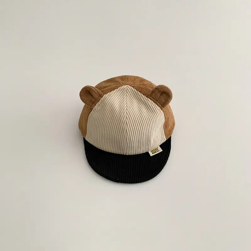 Baby Corduroy Cap Brown Winter Warm Baseball Cap - Image 2