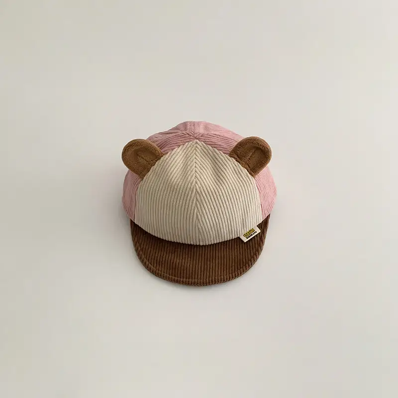 Baby Corduroy Cap Brown Winter Warm Baseball Cap - Image 4