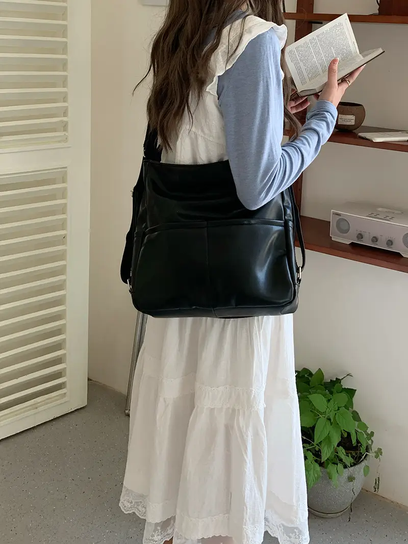 2024 Women's Black PU Leather Tote Bag Large Capacity — feature 12