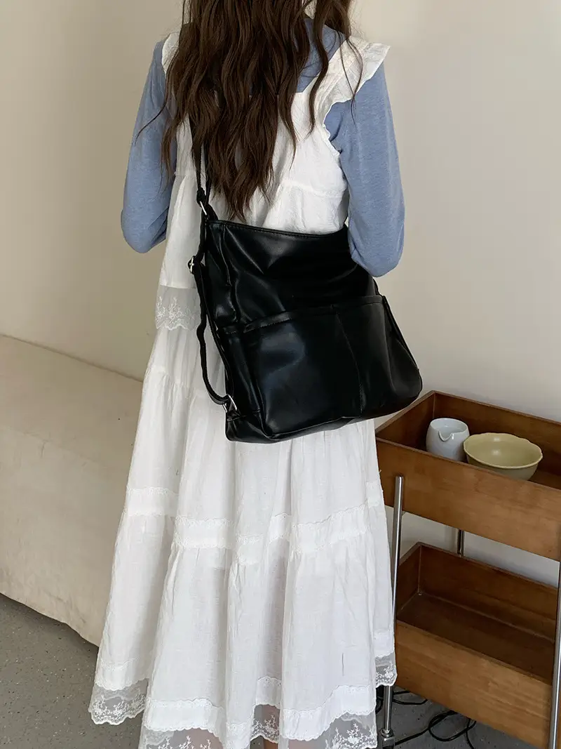 2024 Women's Black PU Leather Tote Bag Large Capacity — feature 13