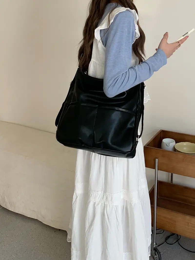 2024 Women's Black PU Leather Tote Bag Large Capacity — feature 14
