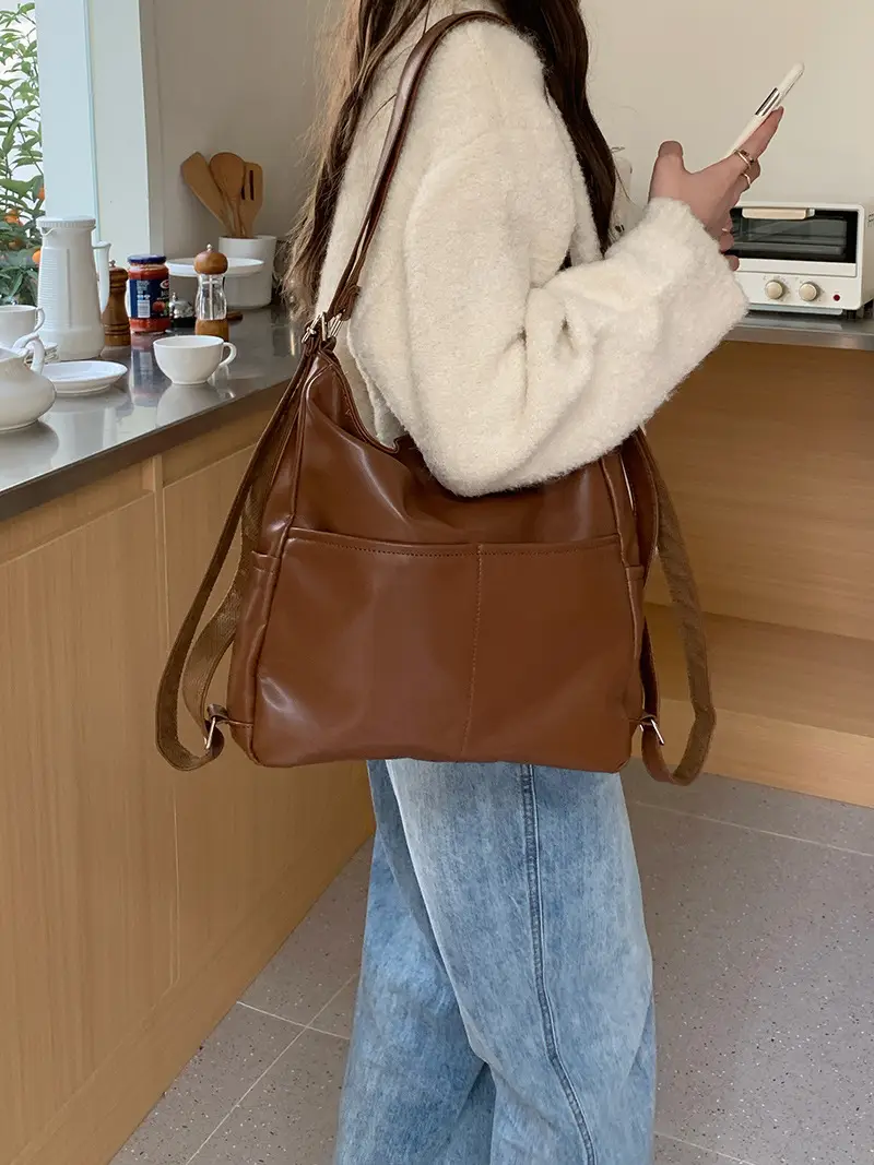 2024 Women's Black PU Leather Tote Bag Large Capacity — feature 3