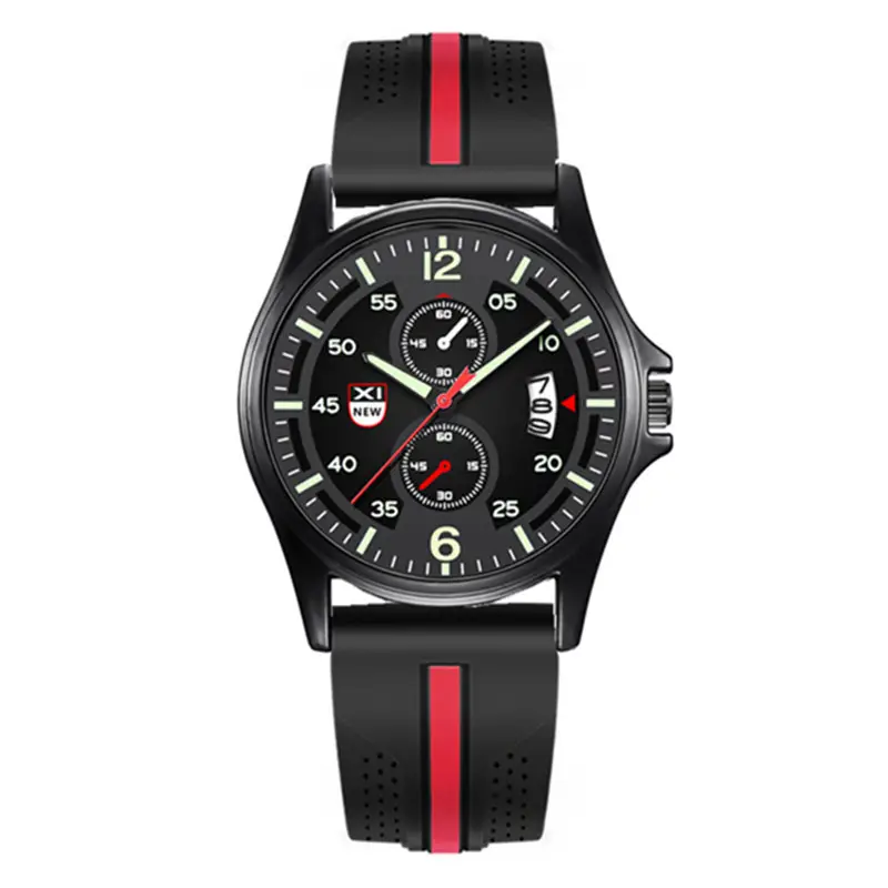 Men's Green Dial Chronograph Watch with Black Orange Strap - Image 2