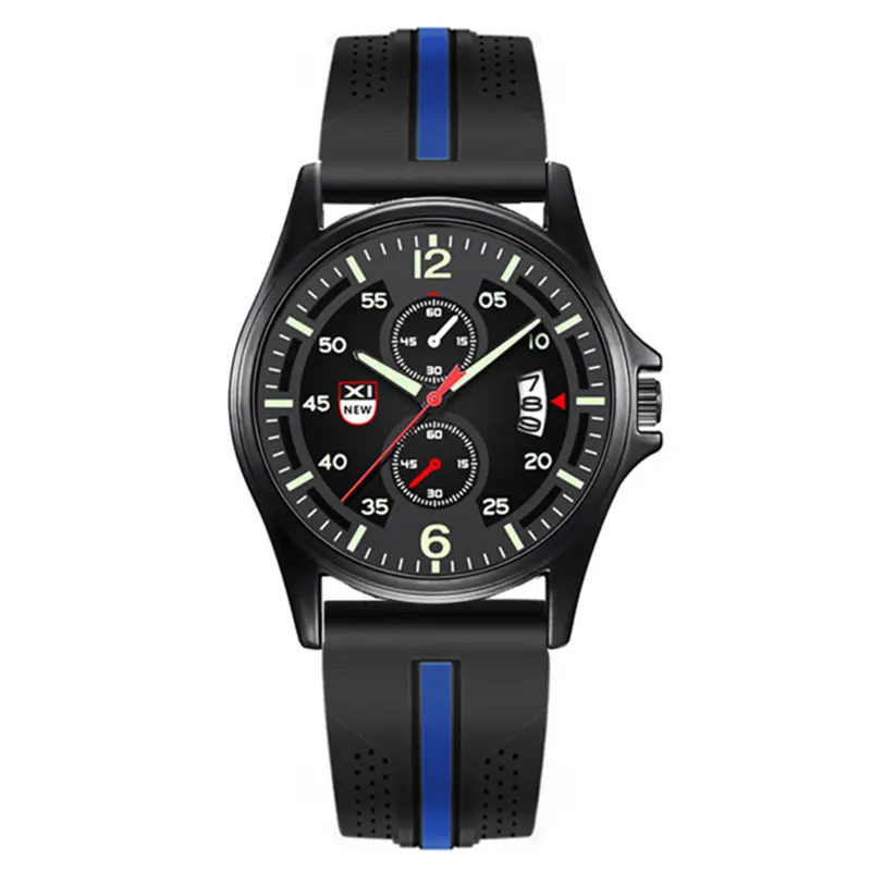 Men's Green Dial Chronograph Watch with Black Orange Strap - Image 3