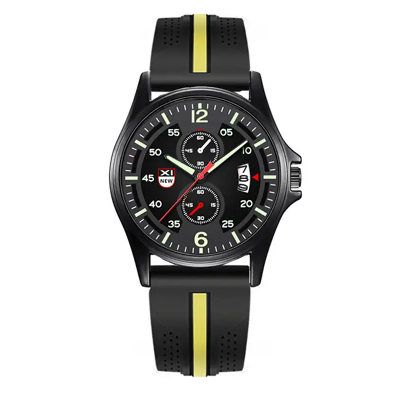 Men's Green Dial Chronograph Watch with Black Orange Strap - Image 4