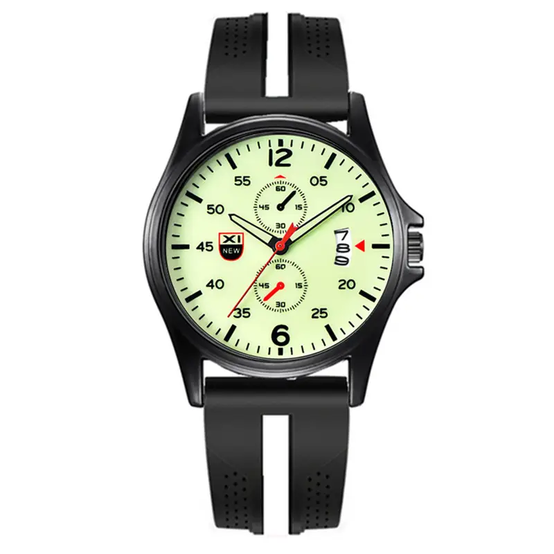 Men's Green Dial Chronograph Watch with Black Orange Strap - Image 6