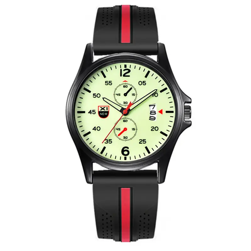 Men's Green Dial Chronograph Watch with Black Orange Strap - Image 7
