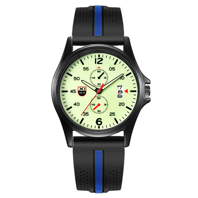 Men's Green Dial Chronograph Watch with Black Orange Strap - Image 8
