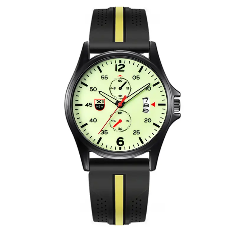 Men's Green Dial Chronograph Watch with Black Orange Strap - Image 9