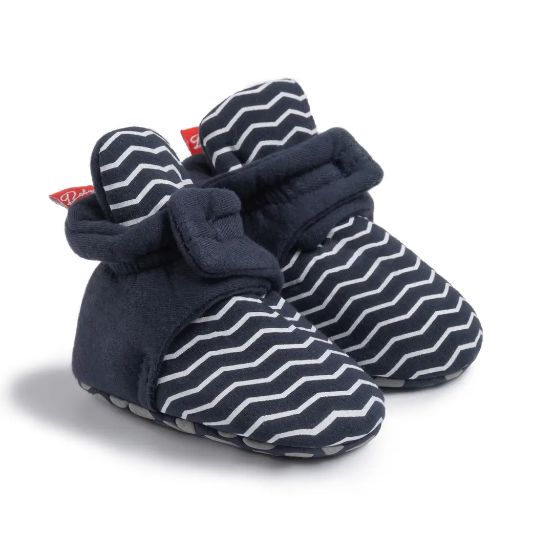 2024 cross-border spring and autumn new baby socks shoes striped non-slip soft bottom baby toddler shoes warm shoes do not drop