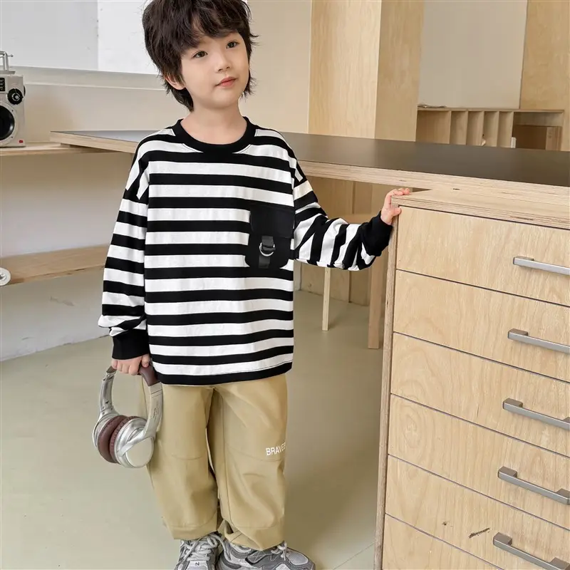 Boys Striped Long Sleeve T-Shirt 2026 Spring Collection — feature 10