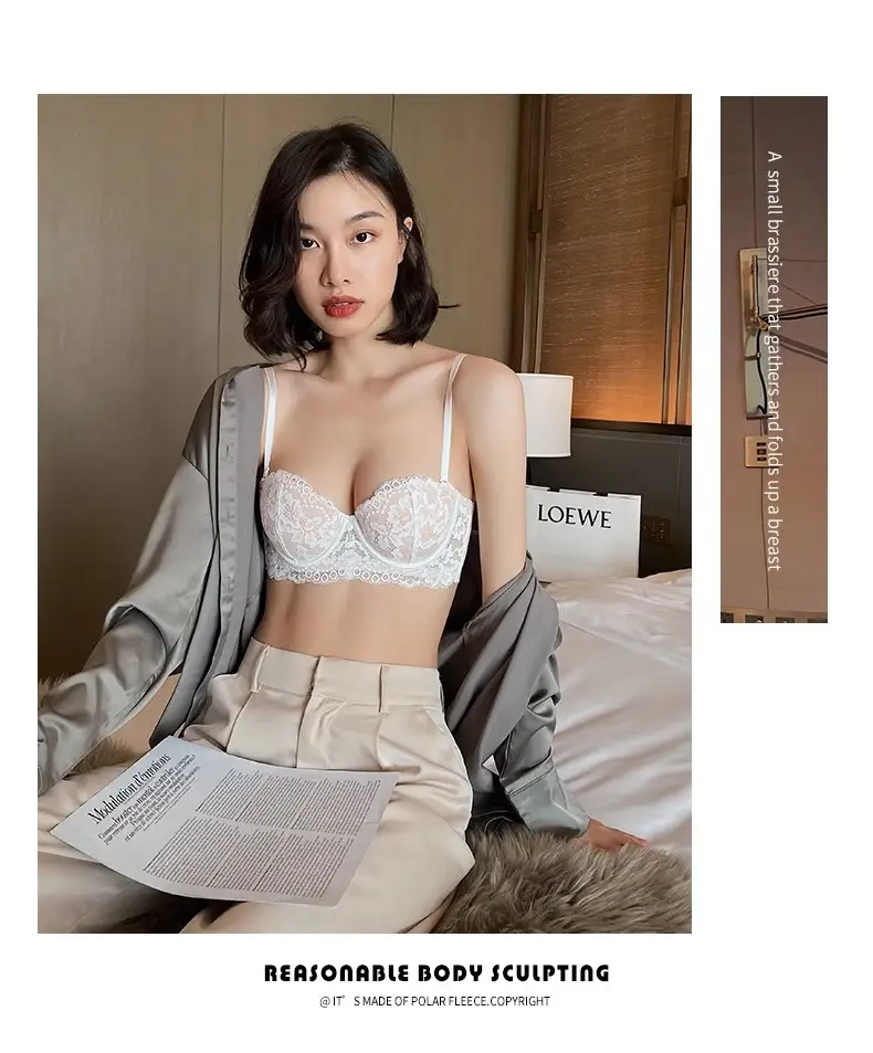 Underwear for Women with Small Breasts, Push-Up and Enlargement, Thickeneded French Bra, Breast-Retracting Lace, Sexy Pure Desire Bra Set, Beautiful Style — feature 17