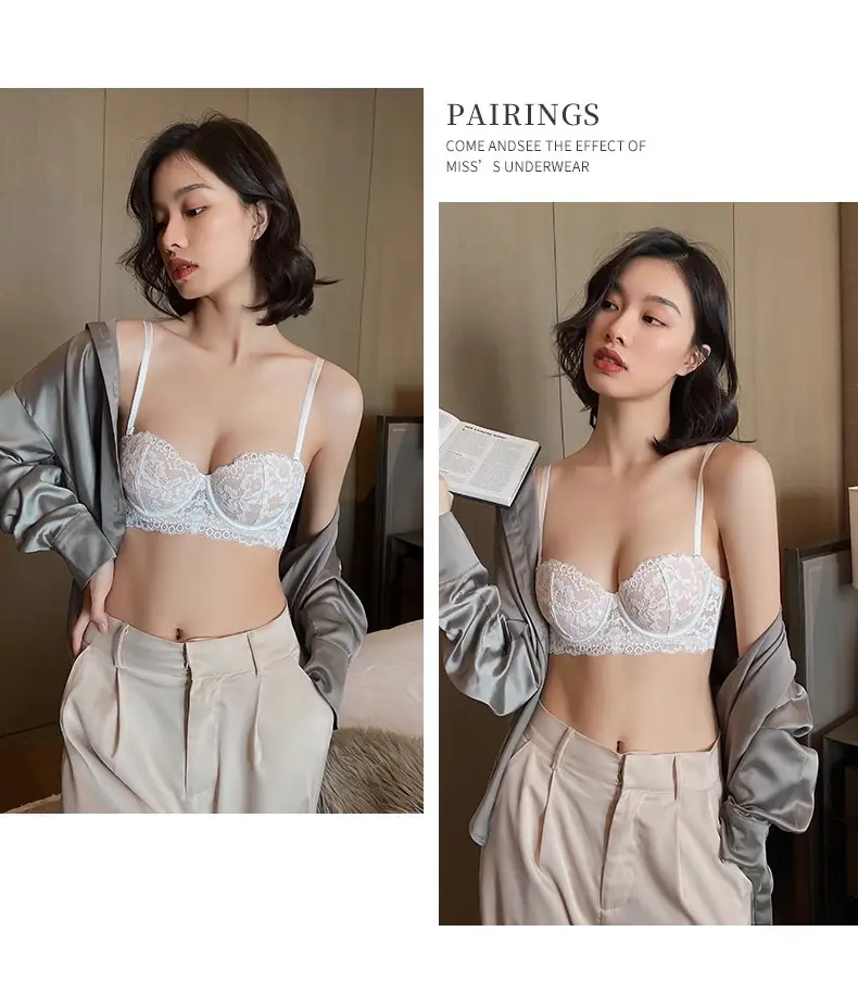 Underwear for Women with Small Breasts, Push-Up and Enlargement, Thickeneded French Bra, Breast-Retracting Lace, Sexy Pure Desire Bra Set, Beautiful Style — feature 20