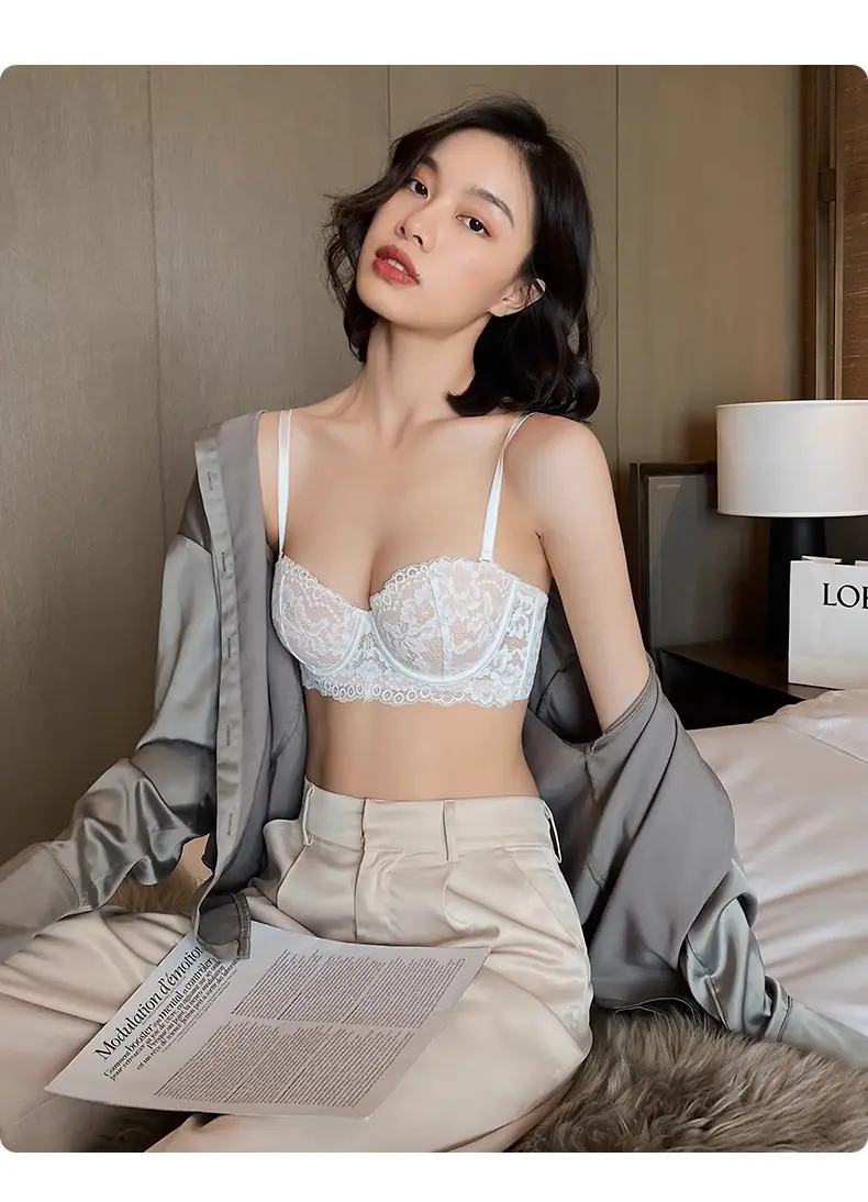 Underwear for Women with Small Breasts, Push-Up and Enlargement, Thickeneded French Bra, Breast-Retracting Lace, Sexy Pure Desire Bra Set, Beautiful Style — feature 21