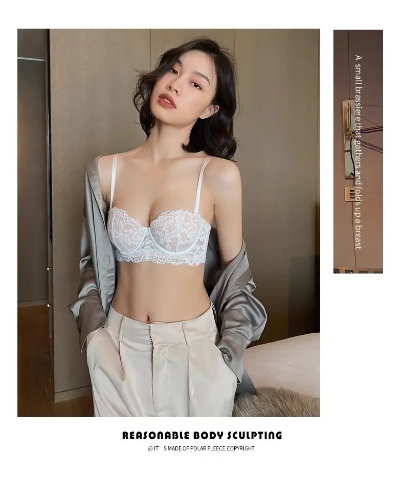 Underwear for Women with Small Breasts, Push-Up and Enlargement, Thickeneded French Bra, Breast-Retracting Lace, Sexy Pure Desire Bra Set, Beautiful Style — feature 26