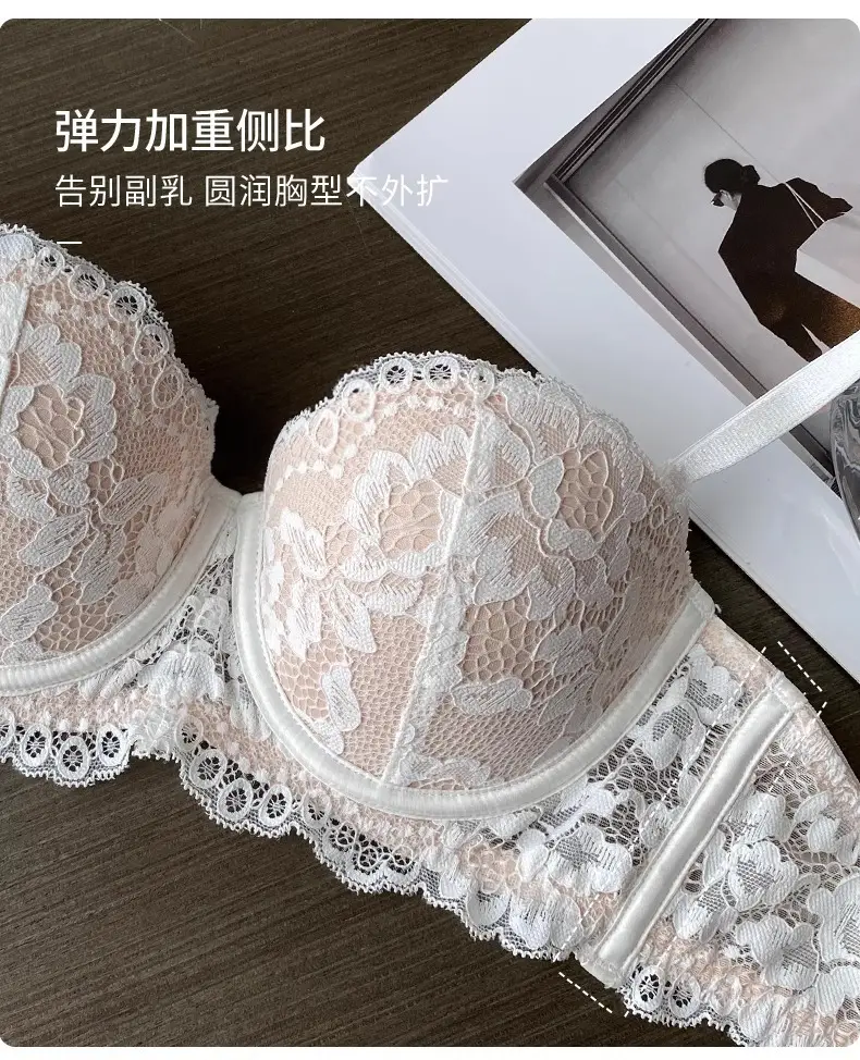 Underwear for Women with Small Breasts, Push-Up and Enlargement, Thickeneded French Bra, Breast-Retracting Lace, Sexy Pure Desire Bra Set, Beautiful Style — feature 8