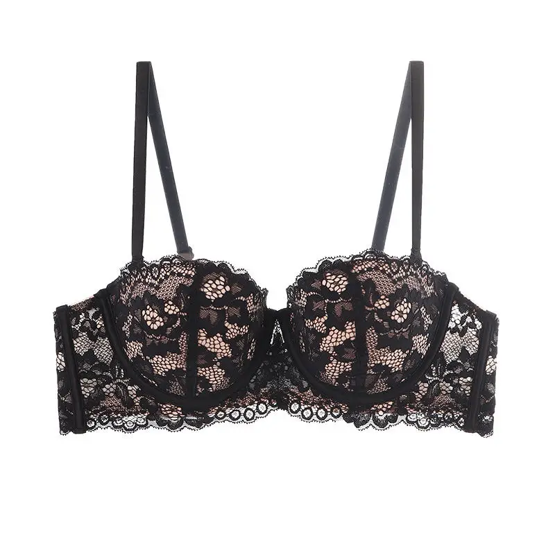 Underwear for Women with Small Breasts, Push-Up and Enlargement, Thickeneded French Bra, Breast-Retracting Lace, Sexy Pure Desire Bra Set, Beautiful Style