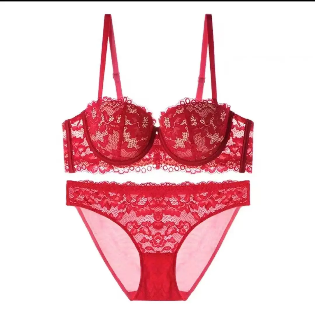 Underwear for Women with Small Breasts, Push-Up and Enlargement, Thickeneded French Bra, Breast-Retracting Lace, Sexy Pure Desire Bra Set, Beautiful Style