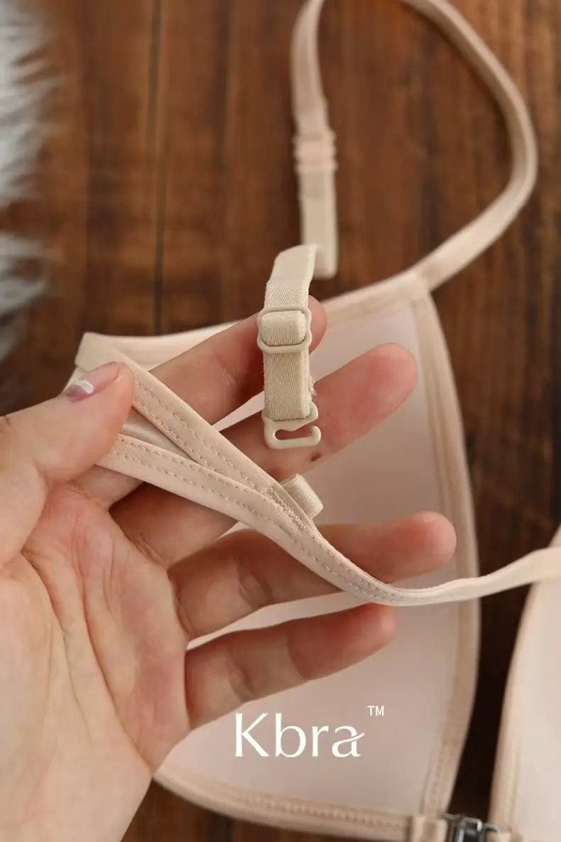 KEAZ French Triangle Cup Underwear Women's Thin Shoulder Strap Beautiful Back Hanging Neck Invisible Front Buckle Bra Thin Non-marking Bra — feature 11