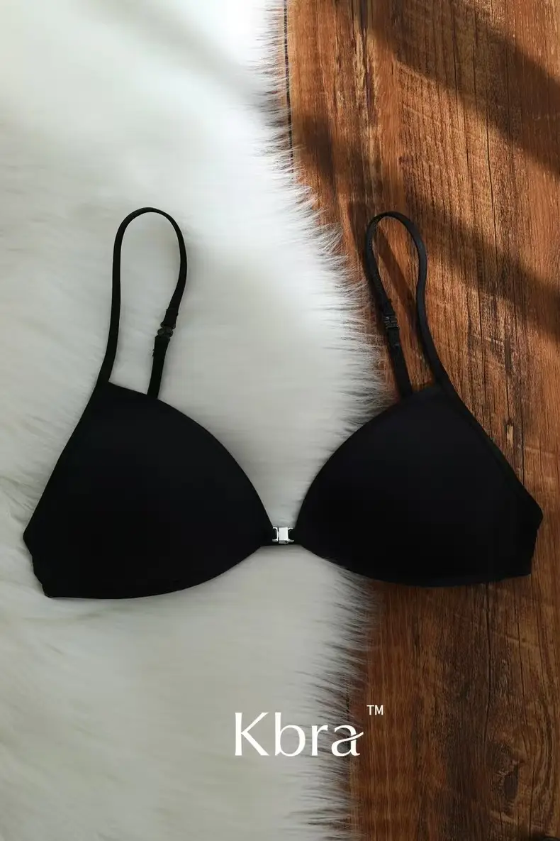 KEAZ French Triangle Cup Underwear Women's Thin Shoulder Strap Beautiful Back Hanging Neck Invisible Front Buckle Bra Thin Non-marking Bra — feature 14