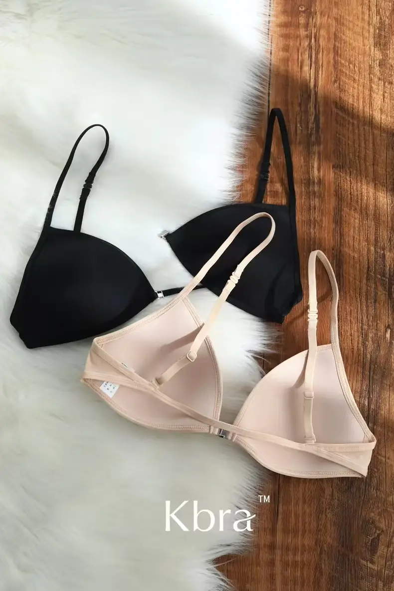 KEAZ French Triangle Cup Underwear Women's Thin Shoulder Strap Beautiful Back Hanging Neck Invisible Front Buckle Bra Thin Non-marking Bra — feature 17