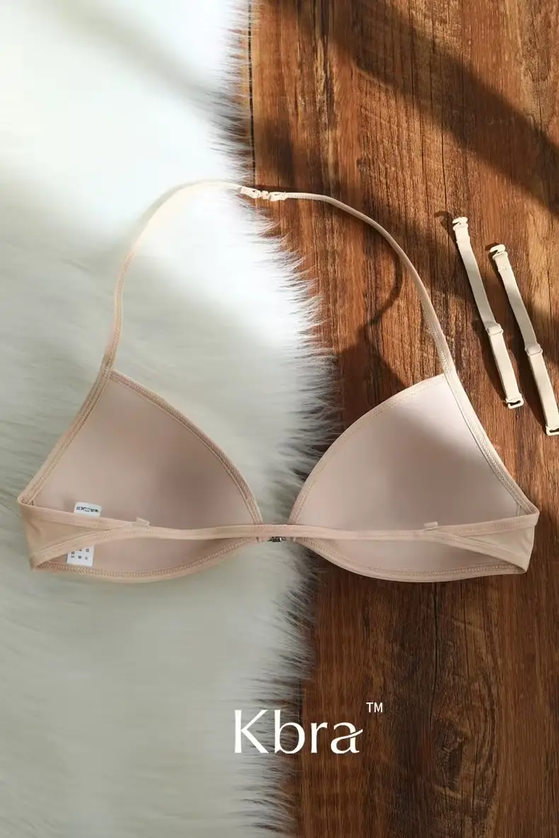 KEAZ French Triangle Cup Underwear Women's Thin Shoulder Strap Beautiful Back Hanging Neck Invisible Front Buckle Bra Thin Non-marking Bra — feature 6
