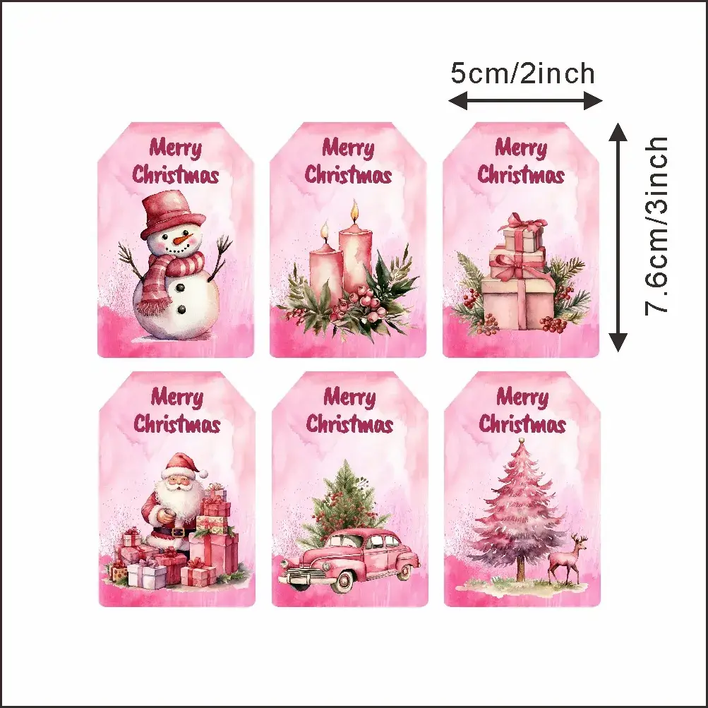 Christmas Self-Adhesive Gift Stickers 5cm2inch Pink