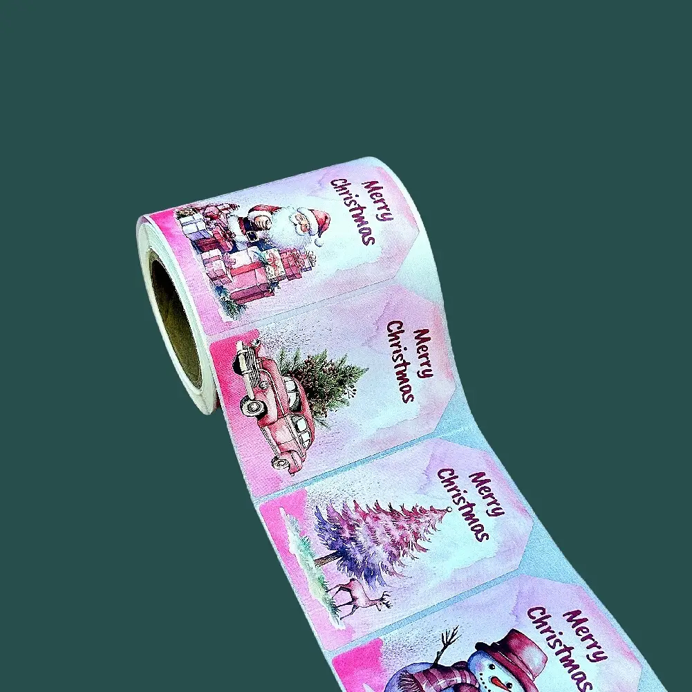 Christmas Self-Adhesive Gift Stickers 5cm2inch Pink — feature 7