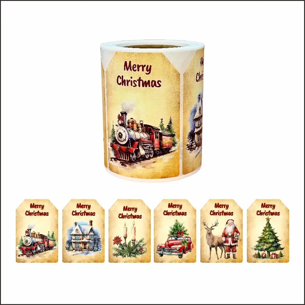 Christmas Self-Adhesive Gift Stickers 5cm2inch Pink — feature 8