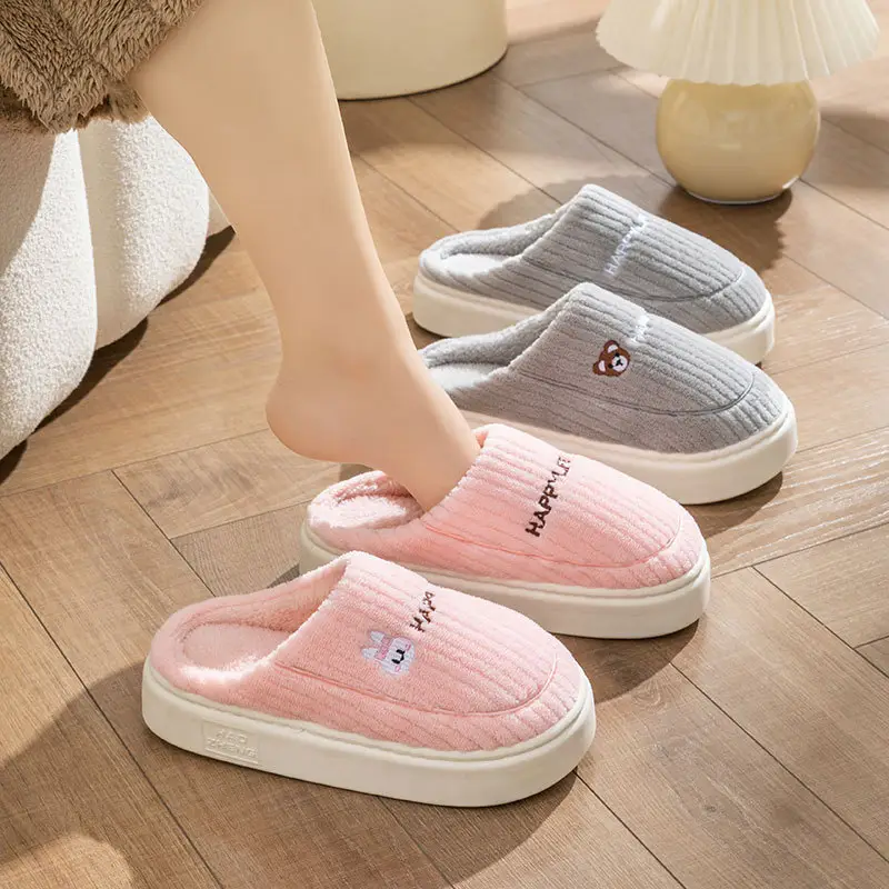 Cotton Heart Slippers Women Winter Warm Indoor