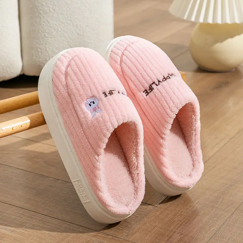 Cotton Heart Slippers Women Winter Warm Indoor