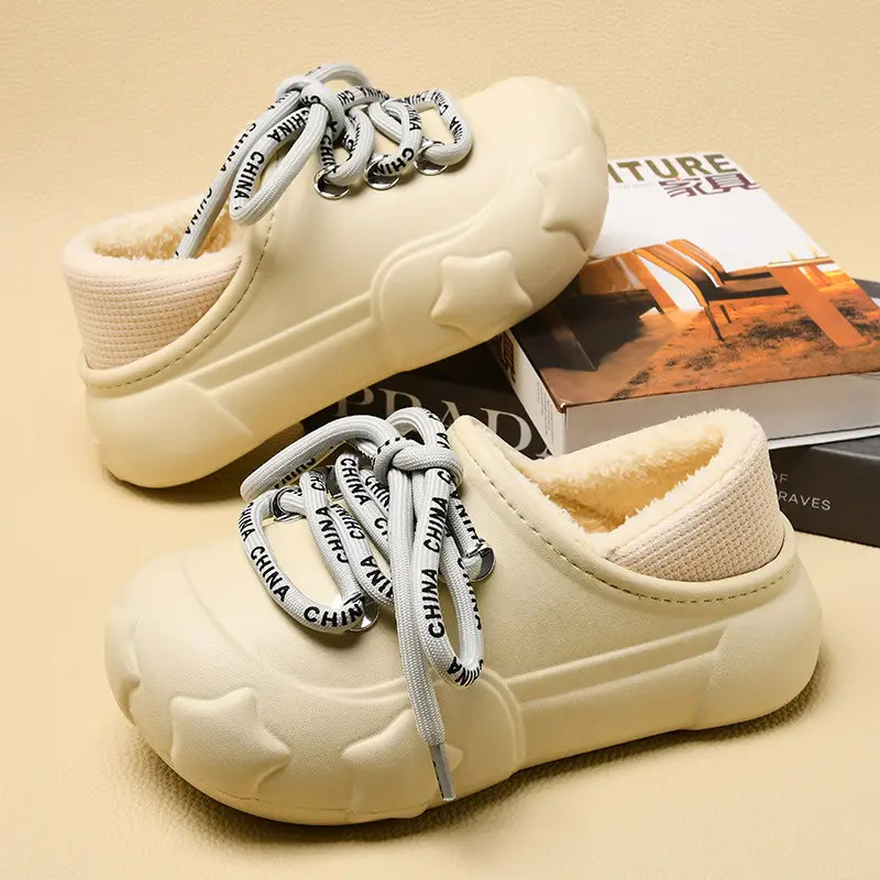 Mao Mao Shoes Women's Slip-on fleece-lined Thickened Height-increasing Sweet Cotton Shoes Non-slip Warm Dirt-resistant Autumn and Winter Cotton Slippers for Men - Image 6
