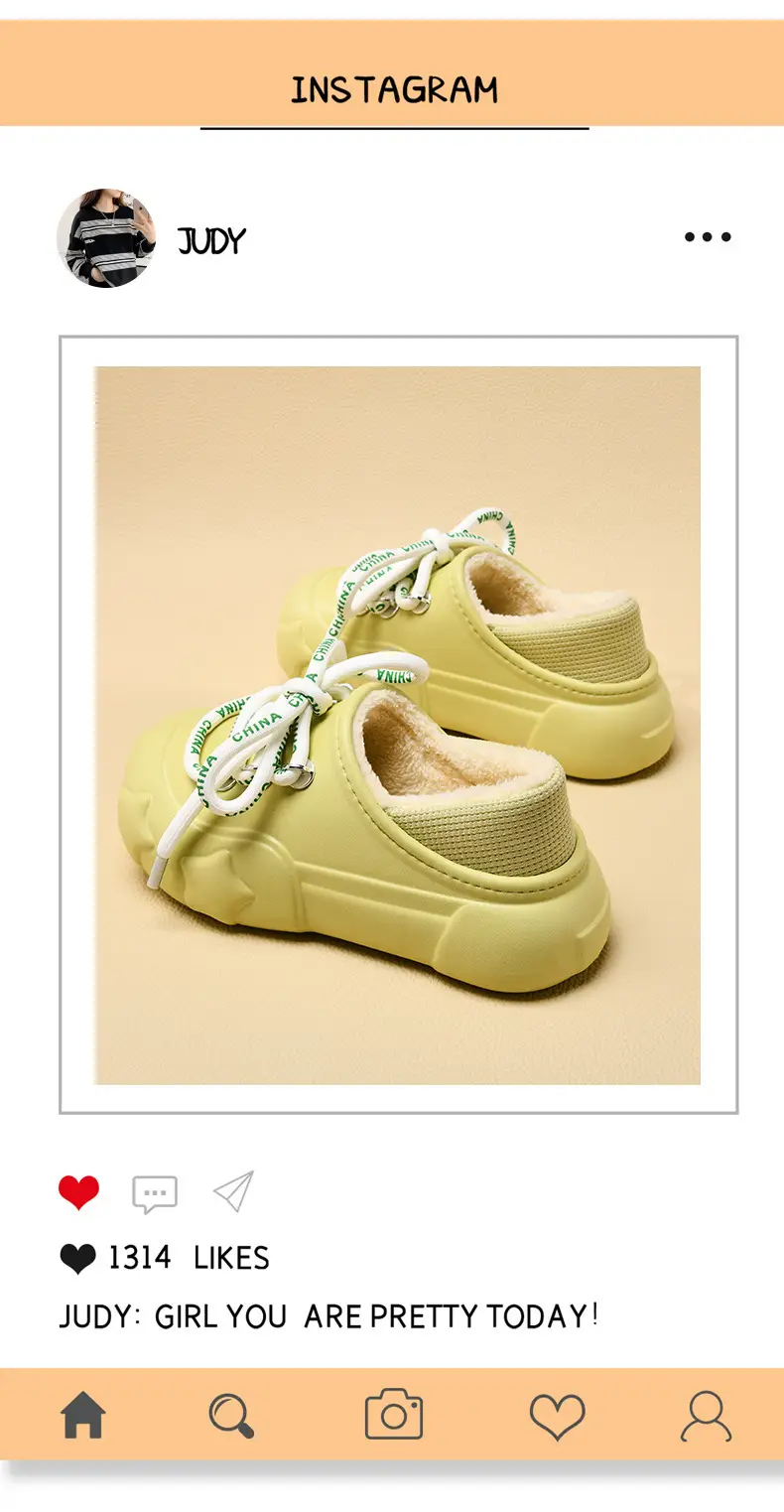 Mao Mao Shoes Women's Slip-on fleece-lined Thickened Height-increasing Sweet Cotton Shoes Non-slip Warm Dirt-resistant Autumn and Winter Cotton Slippers for Men — feature 3