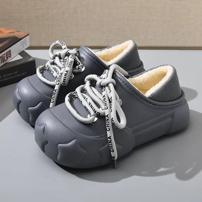 Mao Mao Shoes Women's Slip-on fleece-lined Thickened Height-increasing Sweet Cotton Shoes Non-slip Warm Dirt-resistant Autumn and Winter Cotton Slippers for Men - Image 4