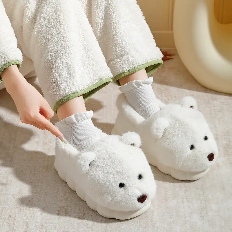 Cotton Slippers with Heel for Women in Winter Cute Cartoon Indoor Home Household Men's Plush Warm Plush Cotton Shoes for Men in Winter - Image 11